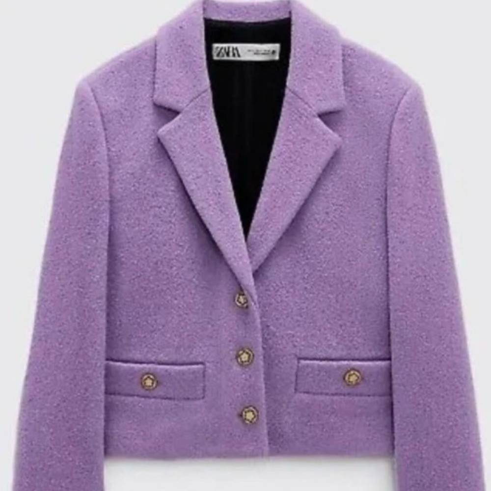 Zara Women's Lilac Tweed Blazer